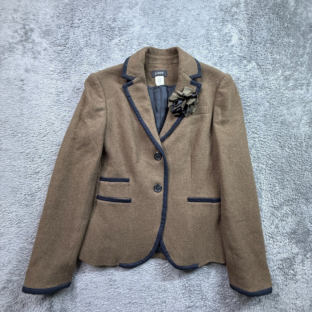 J. Crew Wool Blend Jacket Preppy Blazer Taupe Womens 4 2 Button
